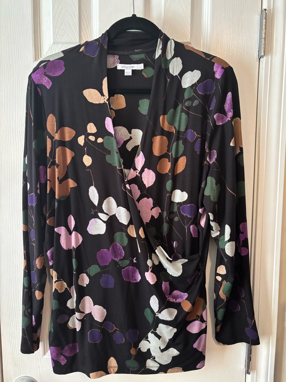 Chico's Moody Floral Faux Wrap Top